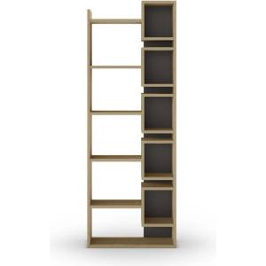 Marckeric Етажерка за книги в дъбов декор в черен и естествен цвят 60x168, 5 cm Eladi - Marckeric (17226)