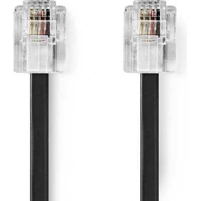 Nedis telefonní propojovací kabel zástrčka RJ11 - zástrčka RJ11, 5 m, černá (TCGL90200BK50)