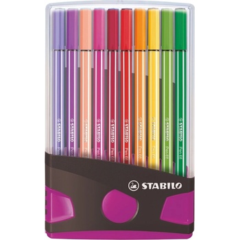 STABILO Комплект флумастери, Stabilo, Pen 68 Color Parade ST6820-04-03 лилава кутия, 20 цвята (ST6820-04-03)