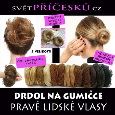 Příčesek drdol z pravých lidských vlasů - volné vlny 12/613 - světlounce hnědá/plavá blond Větší – Zbozi.Blesk.cz