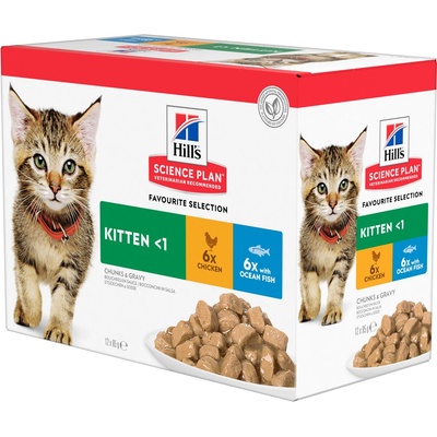 Hill's Science Plan kapsičky pre mačiatka mix kurča ryba 12 x 85 g