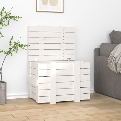 vidaXL Úložný box bílý 58 x 40,5 x 42 cm masivní borové dřevo
