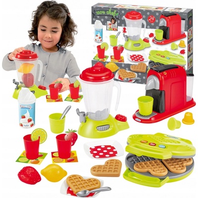 Écoiffier vaflovač 100% Chef s mixérem kávovarem a vaflemi 3+28 doplnků – Zboží Dáma