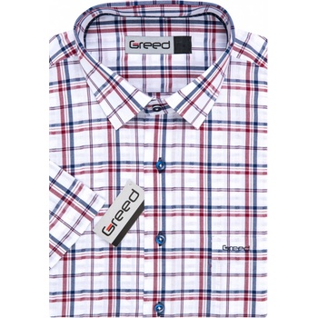 Greed pánská sportovní košile krátký rukáv SK386 červeno-modro-bílé káro