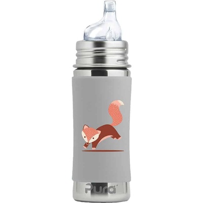 Pura nerezová fľaša s náustkom sivá líška 325 ml