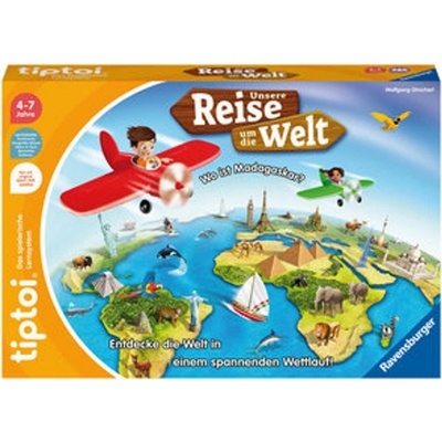 Ravensburger tiptoi Spiel 00117 Unsere Reise um die Welt - Lernspiel ab 4 Jahren, lehrreiches Geografiespiel für Jungen und Mädchen, für 1-4 Spieler