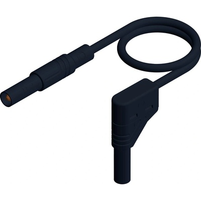4 mm safety test lead, plugs straight/angled, 2,5 mm², 100 cm
