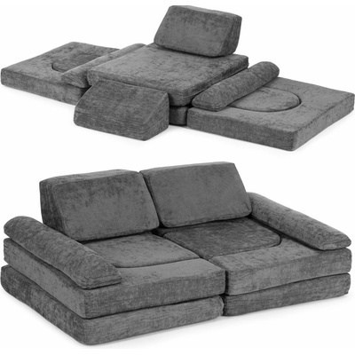 EcoToys TMSRT-17-GY Modulární skládací pohovka pro děti 2 místná10 polštářů šedá – Zboží Dáma