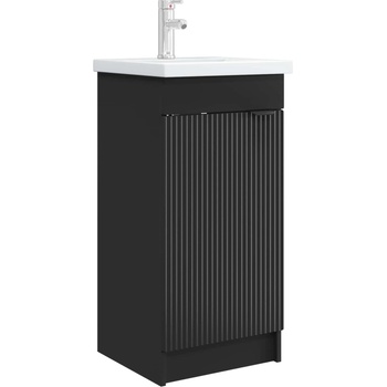 vidaXL Баня с мивка Черно 42 x 40 x 84, 5 см Инженерна дървесина (890085)