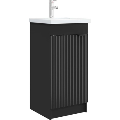 vidaXL Баня с мивка Черно 42 x 40 x 84, 5 см Инженерна дървесина (890085)