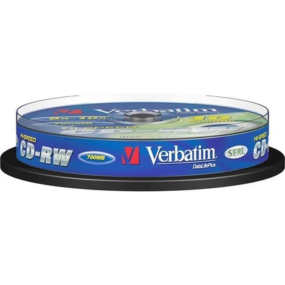 Verbatim CD-RW, презаписваем, 700 MB, 12x, с покритие против надраскване, 10 броя в шпиндел (043480)