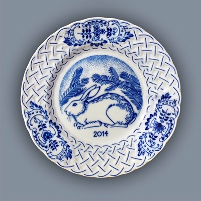 Český Porcelán Dubí Cibulák Tanier Výročný 2014 reliéfny závesný 18cm Originálny