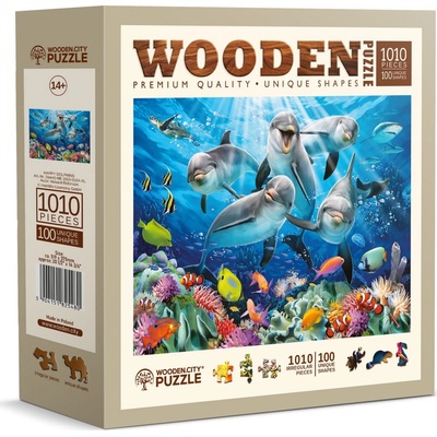 WOODEN CITY Dřevěné Šťastní delfíni 2v1 EKO 1010 dílků