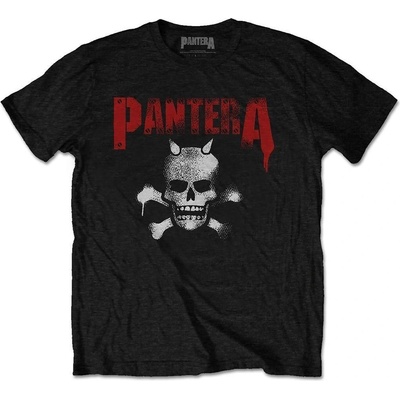 Pantera tričko Horned Skull Stencil čierne