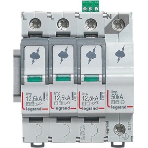 Legrand Катоден отводител тип 1+2 SPD 12.5kA 320V 3P+N R с индикация - 412277 (412277)