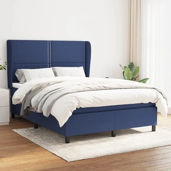vidaXL Боксспринг легло с матрак, синьо, 140x200 см, плат (3127891)