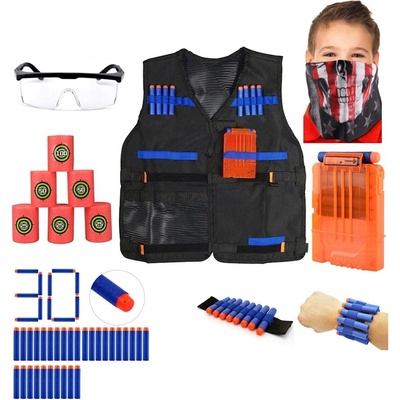 Export Taktické doplňky pro Nerf vesta + 30 šipek + terče + šatek + páska na ruce + brýle + zásobník