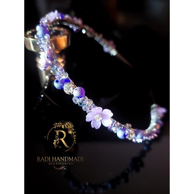 Radi handmade Елегантна диадема с лилави перлени цветя и перли (673)