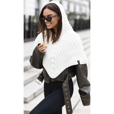 Fashionweek dámská čepice jako kapuce s trubkovým šátkem 2W1 JK-Samira bílá