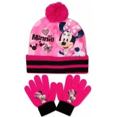 Setino Dievčenská súprava čiapky a prstové rukavice Minnie Mouse
