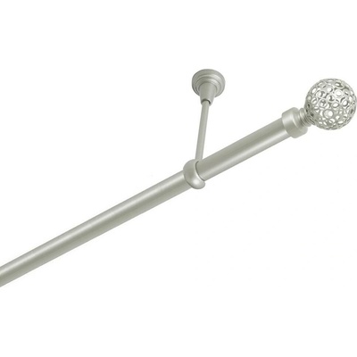 OK-GarnýžeCZ Garnýž kovová jednořadá 25mm Koule Retro stříbrná mat 410 cm do stropu / na tunýlek - bez kroužků