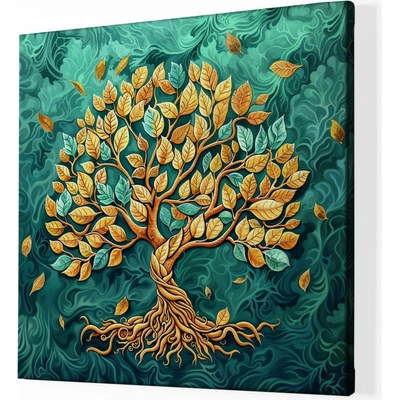 Obraz na plátně - Strom života Zlatá hojnost FeelHappy.cz Vyberte rozměr obrazu (šířka x výška): 80 x 80 cm