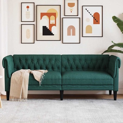 vidaXL Chesterfield tmavě zelená