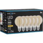 Mexen Vintis 6x LED крушка спирала нажежаема жичка E27, G80, 4W, Топла - 2200K, 360 lm, (L165-E27-0422-50x06)