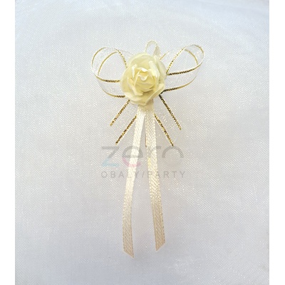 Vonička (vývazek) svatební - krémovo-zlatá s růžičkou – Zboží Dáma