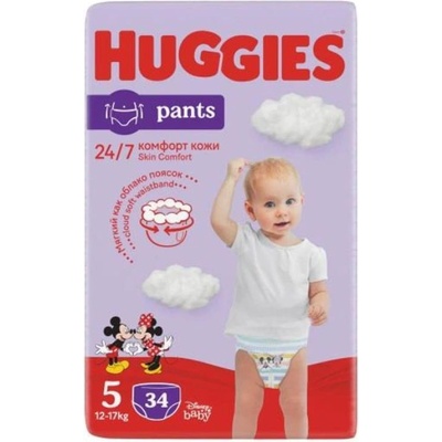 Huggies Пелени гащи Huggies Little Movers - Размер 5, 12-17 kg, 34 броя (5029053564432)