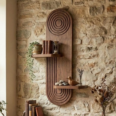 TopMebel Artwill TopMebel стенен рафт от MDF в цвят венге, 46x13x70 см