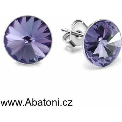 Swarovski Elements Rivoli vlepený krystal stříbrné náušnice pecky puzety fialové kulaté 51037.3 Tanzanite fialová