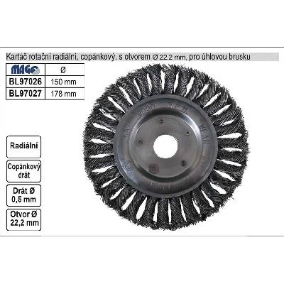 MAGG Kartáč okružní 150, copánkový S 0,50, otvor 22,2mm