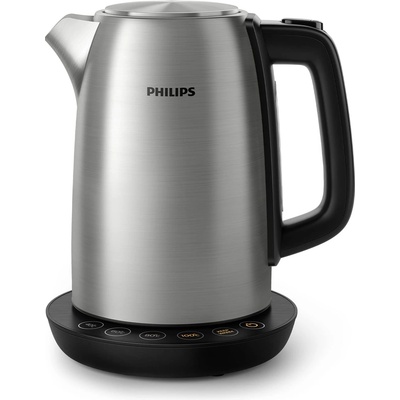Philips kettle - 1.7 L capacity with temperature control, keep warm function and control display, pirouette base, 2200 watts, 23 x 18.8 x 25.7 cm, stainless steel, (HD9359/90)