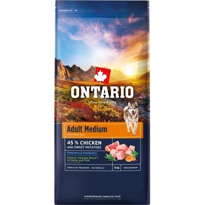 ONTARIO Онтарио Възрастен Среден Пилешки & Сладки Картофи 12 кг