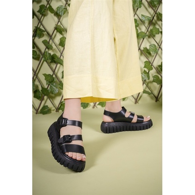 Riccon Дамски сандали с цяла подметка 0012603 - Черни #402530 (402530_Черно)