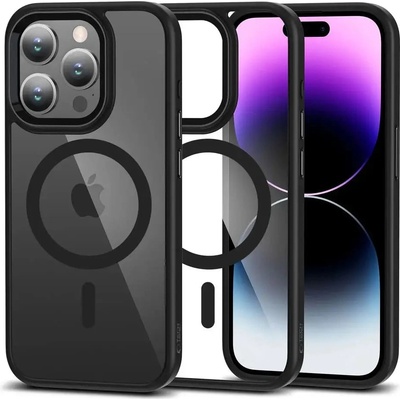 Tech-Protect Кейс Tech-Protect MagMat MagSafe за iPhone 15 Pro, прозрачен с черна рамка (9490713936481)