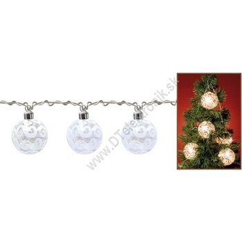 HOME Vianočný svietiaci reťazec so sklenenými guľami biele 10 ks KIB 10/WH