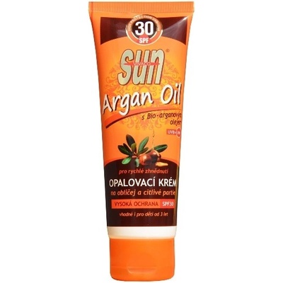 SunVital opaľovací krém na tvár a citlivé partie pre rýchle zhnednutie s Argánovým olejom SPF30 125 ml