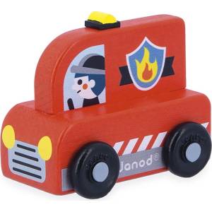 Janod Дървена количка Janod Cross Roads - Пожарна кола (J05916)