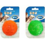 Duvo Plus TPR Ball Squeaky - ТРП играчка за кучета - плаваща дентална топка за кучета 5.5 см. зелена / оранжева