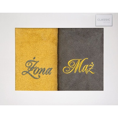 Greatstore Súprava uterákov Manžel Žena 2 ks. 70X140 cm oceľ