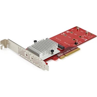 StarTech.com Dual M.2 PCIe SSD Adapter Card, x8 / x16 Dual NVMe or AHCI M.2 SSD to PCI Express 3.0, M.2 NGFF PCIe (M-Key) Compatible, Vented, Supports 2242, 2260, 2280, JBOD, Mac & PC - Full/Low-Profi