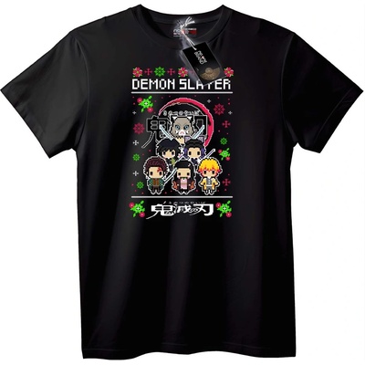 NOONEBRAND Тениска Пиксел Арт на Demon Slayer - 2XL, White