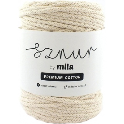 MILA Bavlněná šňůra PREMIUM COTTON 5mm/100m - Ecru/Přírodní