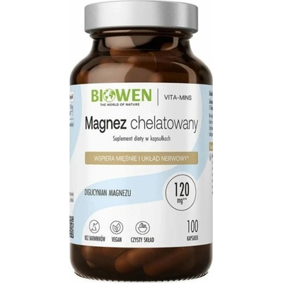 Biowen Chelated Magnesium, Magnesium Diglycinate 840 mg 100 kapsúl