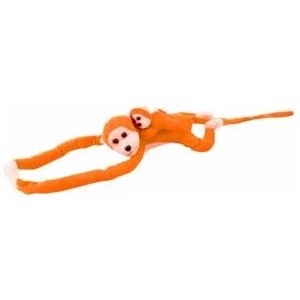 LEAN Toys Mascot Plush Monkey with Baby, Orange 90 cm
