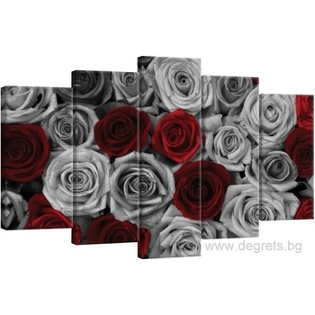 Image 1 of Картина Канава Рози червено - сиви - Сет 5 части