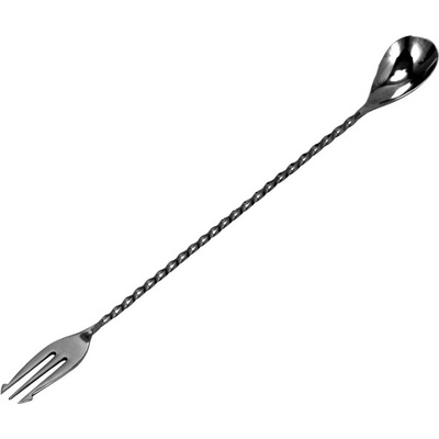 TOMGAST Lyžička barmanská s vidličkou 30 cm, čierna| TOM, BPR-30B