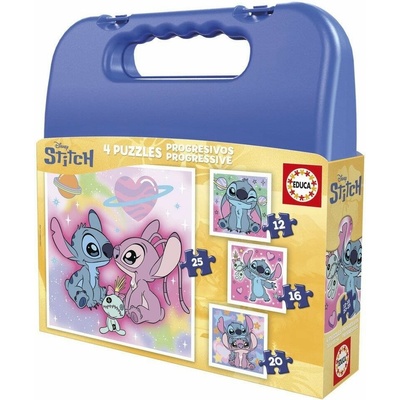 EDUCA v kufříku Stitch 4v1 12,16,20,25 dílků